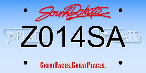 Z014SA South Dakota License Plate