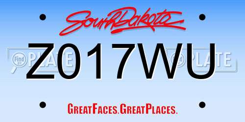 Z017WU South Dakota License Plate