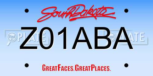 Z01ABA South Dakota License Plate