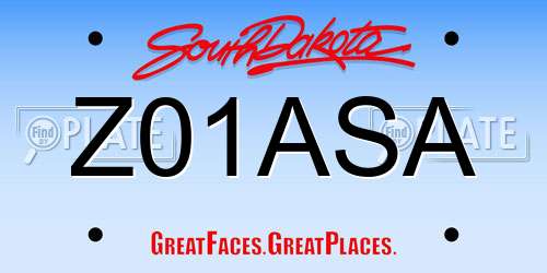Z01ASA South Dakota License Plate