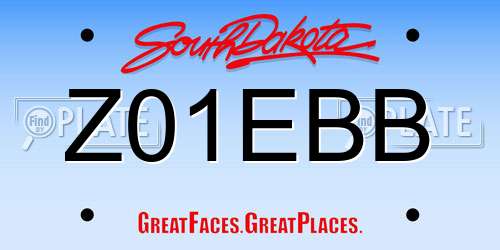 Z01EBB South Dakota License Plate
