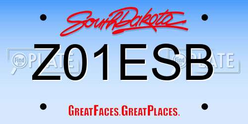 Z01ESB South Dakota License Plate