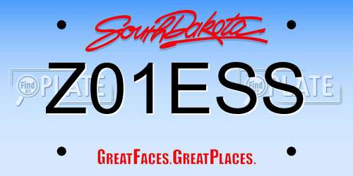 Z01ESS South Dakota License Plate