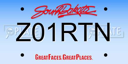 Z01RTN South Dakota License Plate