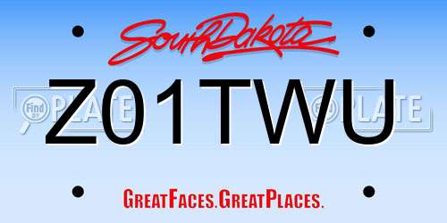 Z01TWU South Dakota License Plate