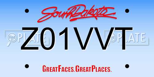 Z01VVT South Dakota License Plate