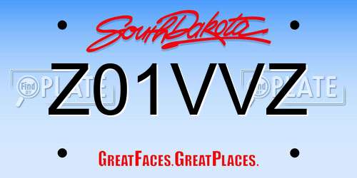 Z01VVZ South Dakota License Plate