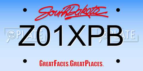 Z01XPB South Dakota License Plate