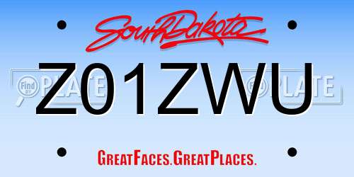 Z01ZWU South Dakota License Plate