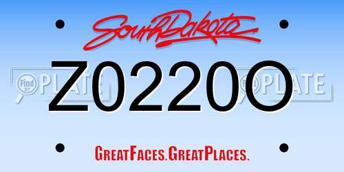Z0220O South Dakota License Plate
