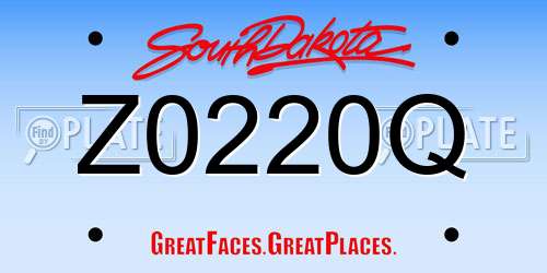 Z0220Q South Dakota License Plate