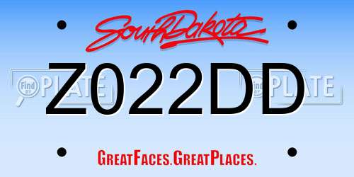 Z022DD South Dakota License Plate