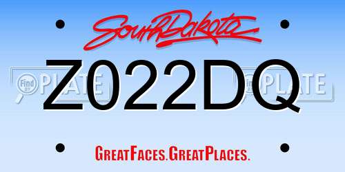 Z022DQ South Dakota License Plate
