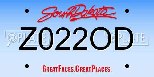 Z022OD South Dakota License Plate