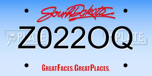 Z022OQ South Dakota License Plate