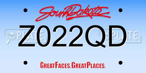 Z022QD South Dakota License Plate