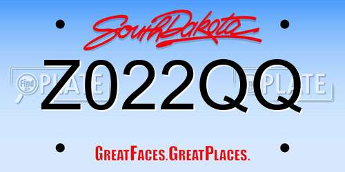 Z022QQ South Dakota License Plate