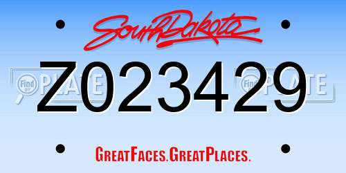 Z023429 South Dakota License Plate