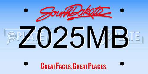 Z025MB South Dakota License Plate