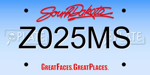 Z025MS South Dakota License Plate