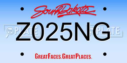 Z025NG South Dakota License Plate