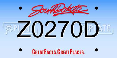 Z0270D South Dakota License Plate