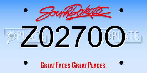 Z0270O South Dakota License Plate