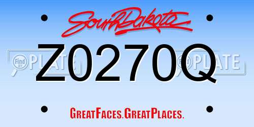 Z0270Q South Dakota License Plate