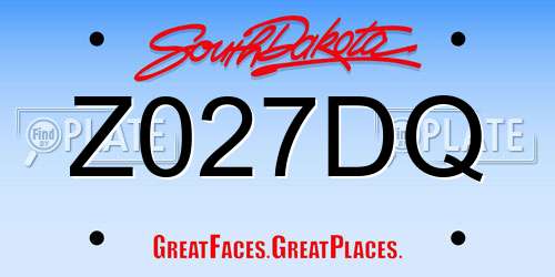 Z027DQ South Dakota License Plate