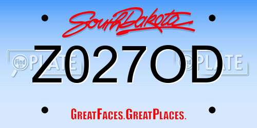 Z027OD South Dakota License Plate