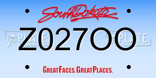 Z027OO South Dakota License Plate