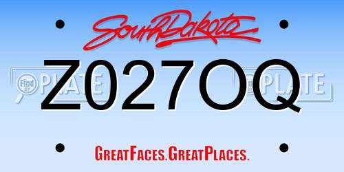Z027OQ South Dakota License Plate