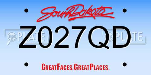 Z027QD South Dakota License Plate
