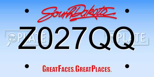 Z027QQ South Dakota License Plate