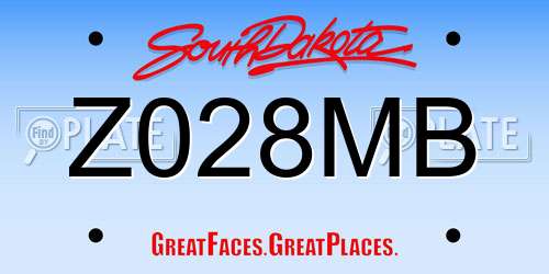 Z028MB South Dakota License Plate