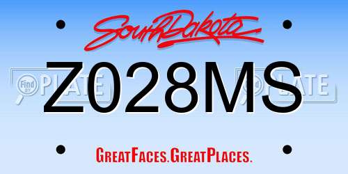 Z028MS South Dakota License Plate