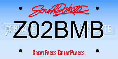Z02BMB South Dakota License Plate