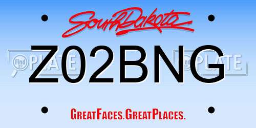 Z02BNG South Dakota License Plate