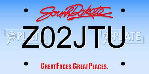 Z02JTU South Dakota License Plate