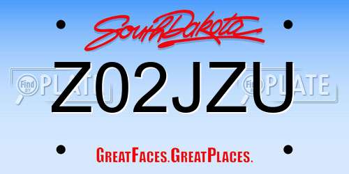 Z02JZU South Dakota License Plate