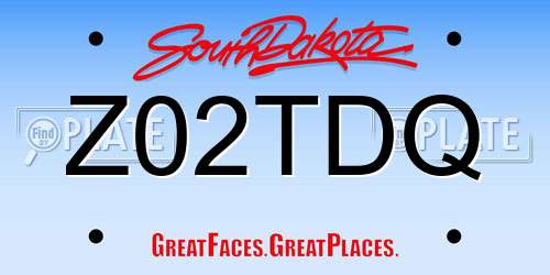 Z02TDQ South Dakota License Plate