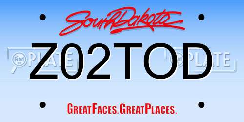 Z02TOD South Dakota License Plate