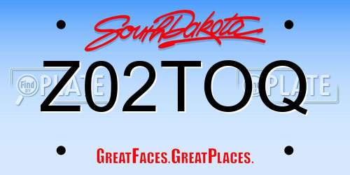 Z02TOQ South Dakota License Plate