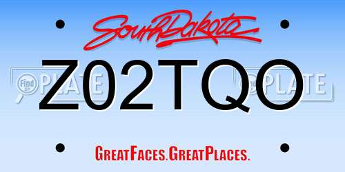 Z02TQO South Dakota License Plate