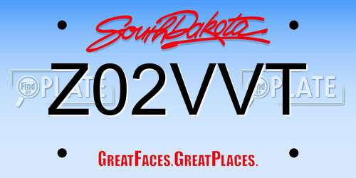 Z02VVT South Dakota License Plate