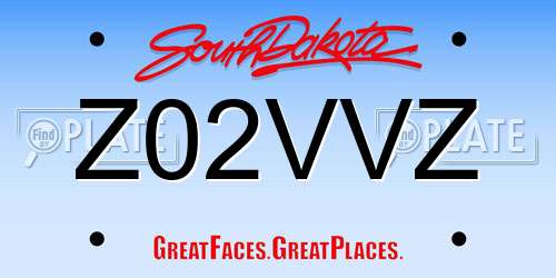 Z02VVZ South Dakota License Plate