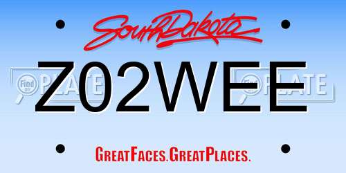 Z02WEE South Dakota License Plate