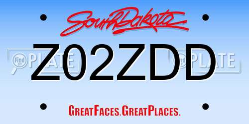 Z02ZDD South Dakota License Plate