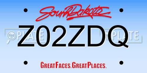 Z02ZDQ South Dakota License Plate
