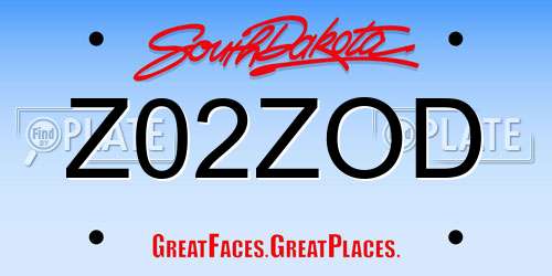 Z02ZOD South Dakota License Plate